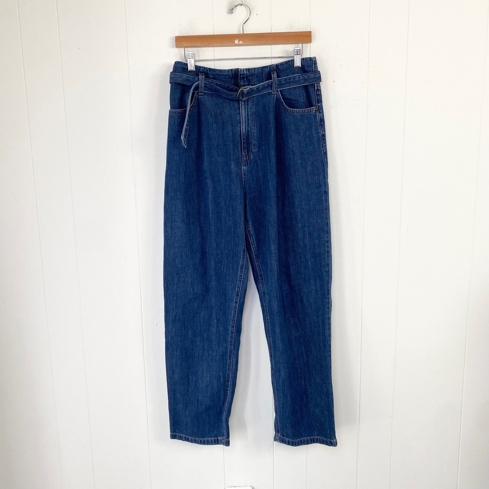 Uniqlo Jeans Medium Wash Belted High Waist Pleated Denim Pants Size 27